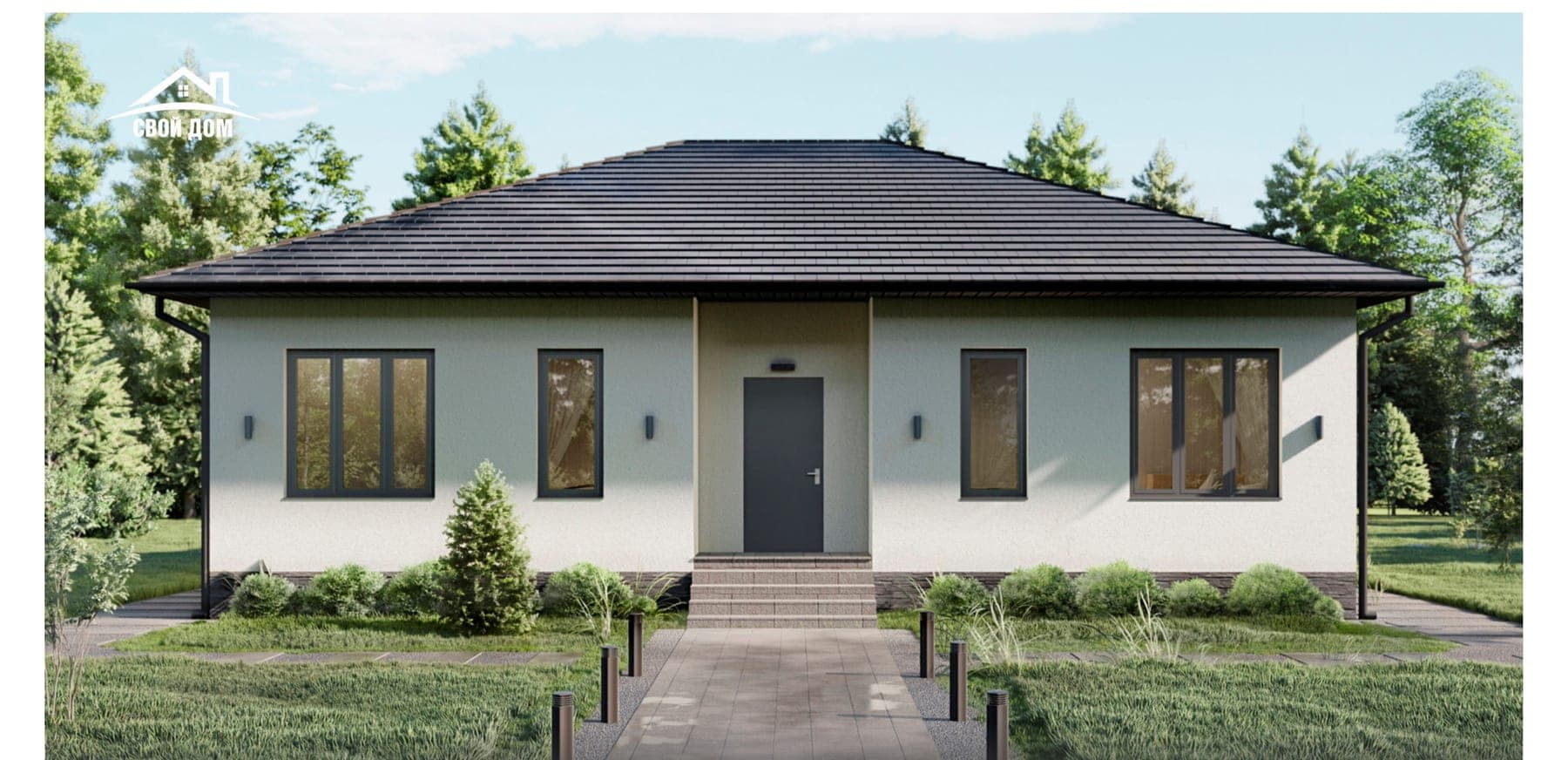 Проект дома 125 м²: вид фасада